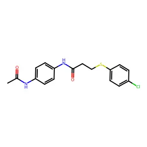 N-(4-acetamidophenyl)-3-(4-chlorophenyl)sulfanylpropanamide structure