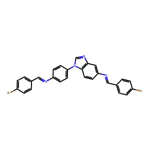 1-(4-bromophenyl)-N-[4-[5-[(4-bromophenyl)methylideneamino]benzimidazol-1-yl]phenyl]methanimine structure