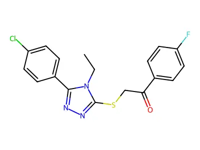2-{[5-(4-chlorophenyl)-4-ethyl-4H-1,2,4-triazol-3-yl]sulfanyl}-1-(4-fluorophenyl)ethan-1-one structure