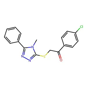1-(4-chlorophenyl)-2-[(4-methyl-5-phenyl-4H-1,2,4-triazol-3-yl)sulfanyl]ethanone structure