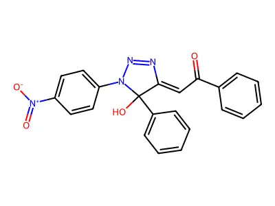 2-[5-Hydroxy-1-(4-nitrophenyl)-5-phenyltriazol-4-ylidene]-1-phenylethanone structure