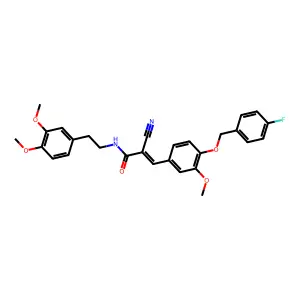 (Z)-2-Cyano-N-[2-(3,4-dimethoxyphenyl)ethyl]-3-[4-[(4-fluorophenyl)methoxy]-3-methoxyphenyl]prop-2-enamide structure