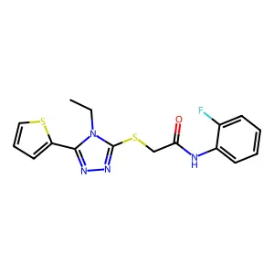 2-((4-ET-5-(2-Thienyl)-4H-1,2,4-triazol-3-YL)thio)-N-(2-fluorophenyl)acetamide structure
