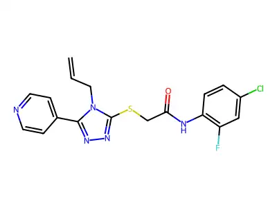 N-(4-chloro-2-fluorophenyl)-2-[(4-prop-2-enyl-5-pyridin-4-yl-1,2,4-triazol-3-yl)sulfanyl]acetamide structure