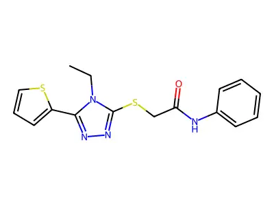 2-(4-Ethyl-5-thiophen-2-yl-4H-[1,2,4]triazol-3-ylsulfanyl)-N-phenyl-acetamide structure