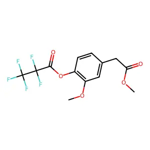 Benzeneacetic acid, 3-methoxy-4-(2,2,3,3,3-pentafluoro-1-oxopropoxy)-, methyl ester structure