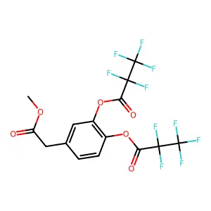 Benzeneacetic acid, 3,4-bis(2,2,3,3,3-pentafluoro-1-oxopropoxy)-, methyl ester structure