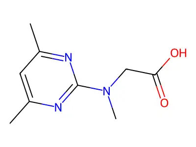 N-(4,6-dimethylpyrimidin-2-yl)-N-methylglycine structure