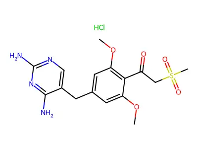 Ethanone, 1-(4-((2,4-diamino-5-pyrimidinyl)methyl)-2,6-dimethoxyphenyl)-2-(methylsulfonyl)-, monohydrochloride structure