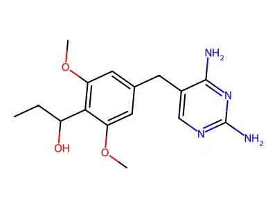 4-((2,4-Diamino-5-pyrimidinyl)methyl)-2,6-dimethoxy-alpha-ethylbenzenemethanol structure