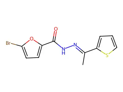 5-bromo-N-[(E)-1-thiophen-2-ylethylideneamino]furan-2-carboxamide structure