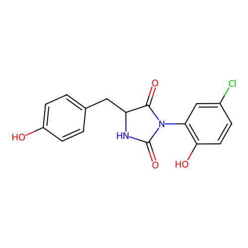 Hydantoin, 3-(5-chloro-2-hydroxyphenyl)-5-(p-hydroxybenzyl)- structure