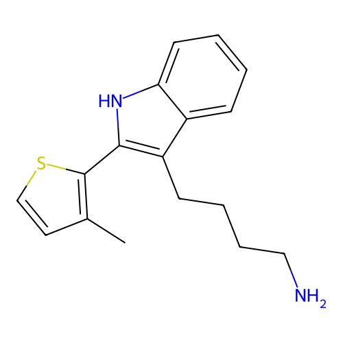 4-[2-(3-methylthiophen-2-yl)-1H-indol-3-yl]butan-1-amine structure