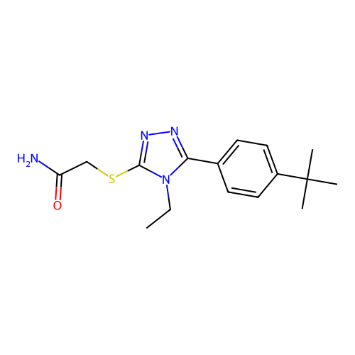 2-{[5-(4-tert-butylphenyl)-4-ethyl-4H-1,2,4-triazol-3-yl]sulfanyl}acetamide structure