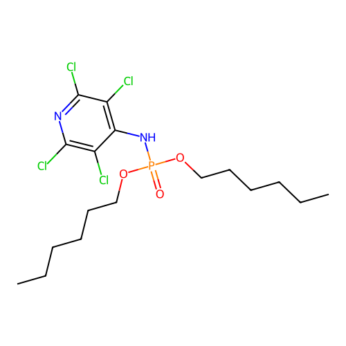 Phosphoramidic acid, (2,3,5,6-tetrachloro-4-pyridinyl)-, dihexyl ester structure