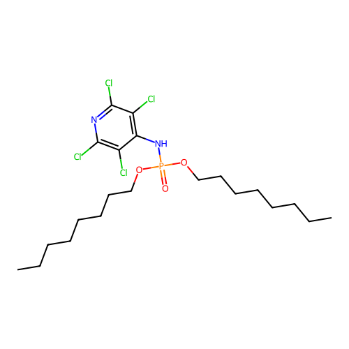 Phosphoramidic acid, (2,3,5,6-tetrachloro-4-pyridinyl)-, dioctyl ester structure