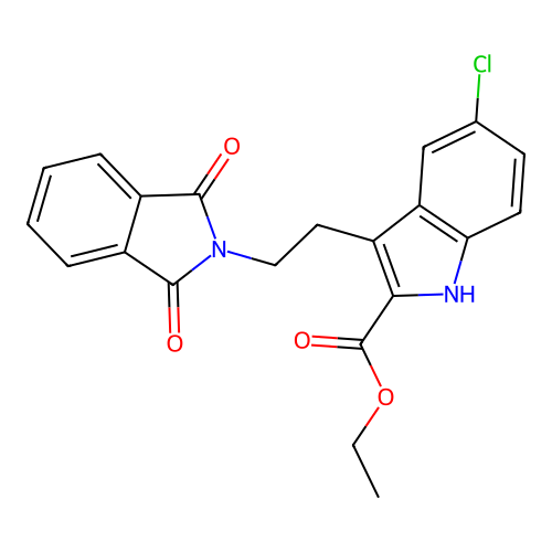 ethyl 3-[2-(1,3-dioxobenzo[c]azolidin-2-yl)ethyl]-5-chloroindole-2-carboxylate structure