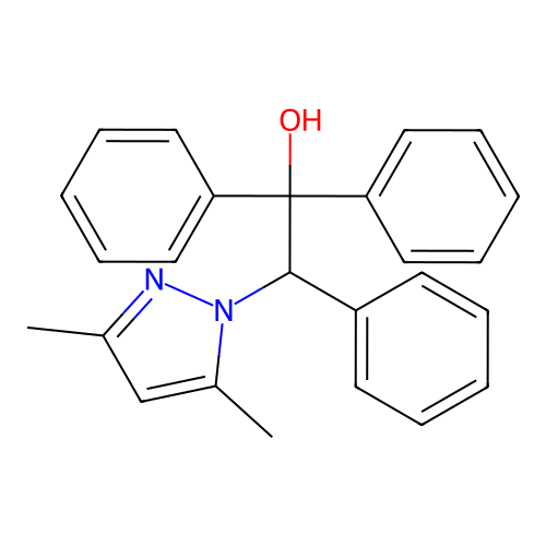2-(3,5-dimethyl-1H-pyrazol-1-yl)-1,1,2-triphenylethanol structure