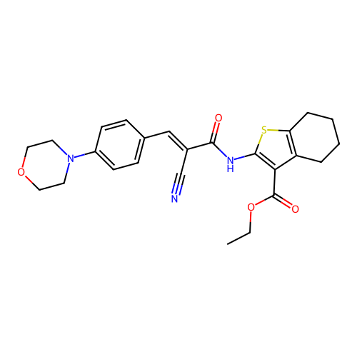 ethyl 2-{2-cyano-3-[4-(morpholin-4-yl)phenyl]prop-2-enamido}-4,5,6,7-tetrahydro-1-benzothiophene-3-carboxylate structure