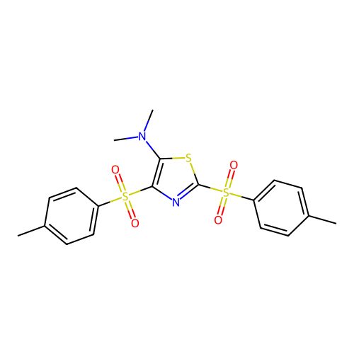 N,N-dimethyl-2,4-bis[(4-methylphenyl)sulfonyl]-1,3-thiazol-5-amine structure
