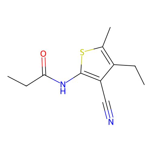 N-(3-cyano-4-ethyl-5-methylthiophen-2-yl)propanamide structure