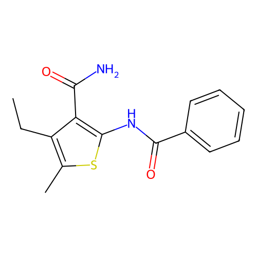 2-(Benzoylamino)-4-ethyl-5-methyl-3-thiophenecarboxamide structure