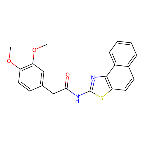 N-benzo[e][1,3]benzothiazol-2-yl-2-(3,4-dimethoxyphenyl)acetamide structure