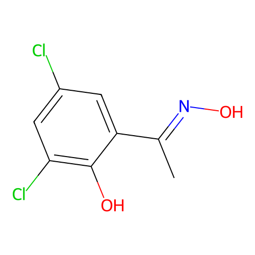 2,4-dichloro-6-(N-hydroxy-C-methylcarbonimidoyl)phenol structure