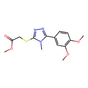 Methyl 2-[5-(3,4-dimethoxyphenyl)-4-methyl-1,2,4-triazol-3-ylthio]acetate structure
