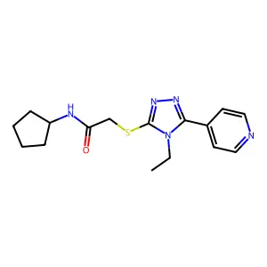 N-cyclopentyl-2-[(4-ethyl-5-pyridin-4-yl-1,2,4-triazol-3-yl)sulfanyl]acetamide structure