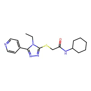 N-cyclohexyl-2-[(4-ethyl-5-pyridin-4-yl-1,2,4-triazol-3-yl)sulfanyl]acetamide structure