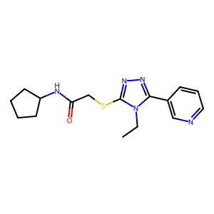 N-cyclopentyl-2-[(4-ethyl-5-pyridin-3-yl-1,2,4-triazol-3-yl)sulfanyl]acetamide structure