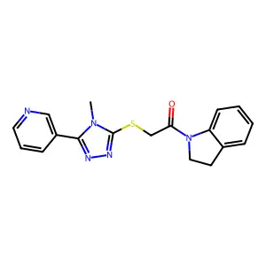 1-(2,3-dihydroindol-1-yl)-2-[(4-methyl-5-pyridin-3-yl-1,2,4-triazol-3-yl)sulfanyl]ethanone structure