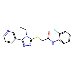 2-((4-ET-5-(3-Pyridinyl)-4H-1,2,4-triazol-3-YL)thio)-N-(2-fluorophenyl)acetamide structure