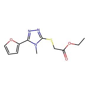 (5-Furan-2-yl-4-methyl-4H-[1,2,4]triazol-3-ylsulfanyl)-acetic acid ethyl ester structure