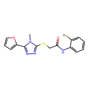 N-(2-bromophenyl)-2-(5-(2-furyl)-4-methyl(1,2,4-triazol-3-ylthio))acetamide structure