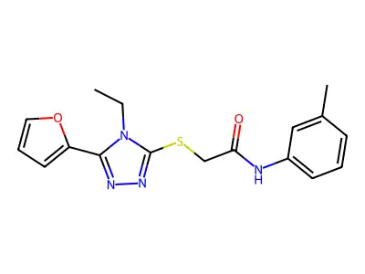2-((4-Ethyl-5-(2-furyl)-4H-1,2,4-triazol-3-YL)thio)-N-(3-methylphenyl)acetamide structure