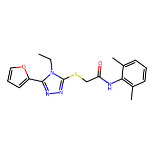 N-(2,6-Dimethylphenyl)-2-((4-ET-5-(2-furyl)-4H-1,2,4-triazol-3-YL)thio)acetamide structure