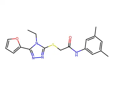 N-(3,5-Dimethylphenyl)-2-((4-ET-5-(2-furyl)-4H-1,2,4-triazol-3-YL)thio)acetamide structure
