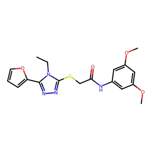 N(3,5-Dimethoxyphenyl)-2-((4-ET-5-(2-furyl)-4H-1,2,4-triazol-3-YL)thio)acetamide structure