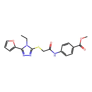 ME 4-((((4-Ethyl-5-(2-furyl)-4H-1,2,4-triazol-3-YL)thio)acetyl)amino)benzoate structure