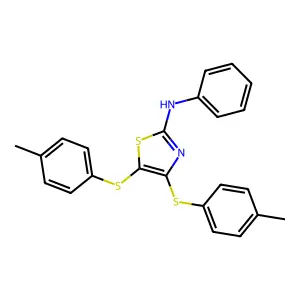 4,5-bis[(4-methylphenyl)sulfanyl]-N-phenyl-1,3-thiazol-2-amine structure