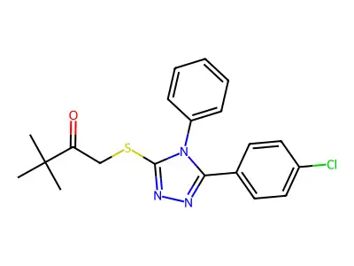 1-{[5-(4-chlorophenyl)-4-phenyl-4H-1,2,4-triazol-3-yl]sulfanyl}-3,3-dimethyl-2-butanone structure