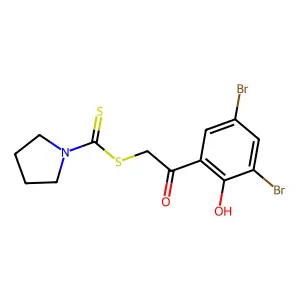 2-(3,5-Dibromo-2-hydroxyphenyl)-2-oxoethyl pyrrolidine-1-carbodithioate structure