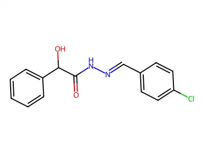 N-[(E)-(4-chlorophenyl)methylideneamino]-2-hydroxy-2-phenylacetamide structure
