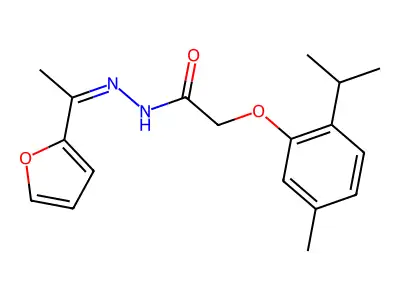 N-[1-(2-Furyl)ethylideneamino]-2-(5-methyl-2-propan-2-YL-phenoxy)acetamide structure