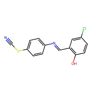 Thiocyanic acid, 4-(((5-chloro-2-hydroxyphenyl)methylene)amino)phenyl ester structure