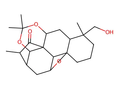 7-(Hydroxymethyl)-7,10,10,13-tetramethyldecahydro-3H,4H,10H-1,12-methanocyclopenta[d]furo[4',3':1,8a]naphtho[2,3-e][1,3]dioxin-14(11aH)-one structure