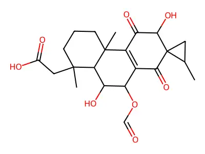 2-(9-formyloxy-6,10-dihydroxy-1,2',4a-trimethyl-5,8-dioxospiro[3,4,6,9,10,10a-hexahydro-2H-phenanthrene-7,1'-cyclopropane]-1-yl)acetic acid structure