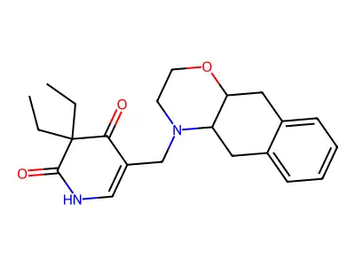 3,3-Diethyl-5-naphthalanmorpholinomethyl-2,4-pyridinedione structure